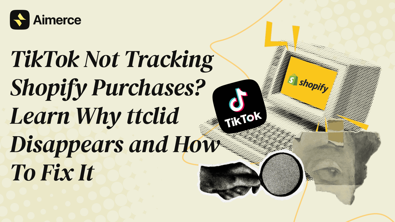 Illustration for article about fixing missing TikTok ttclid tracking on Shopify.