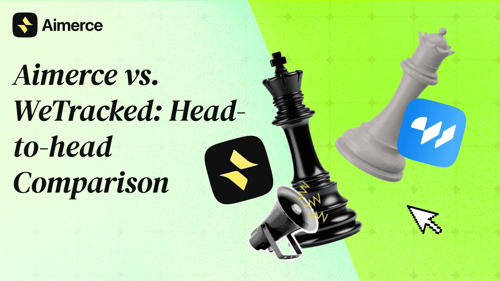 A cover image of Aimerce's blog titled: "Aimerce vs. WeTracked: Head-to-head Comparison"