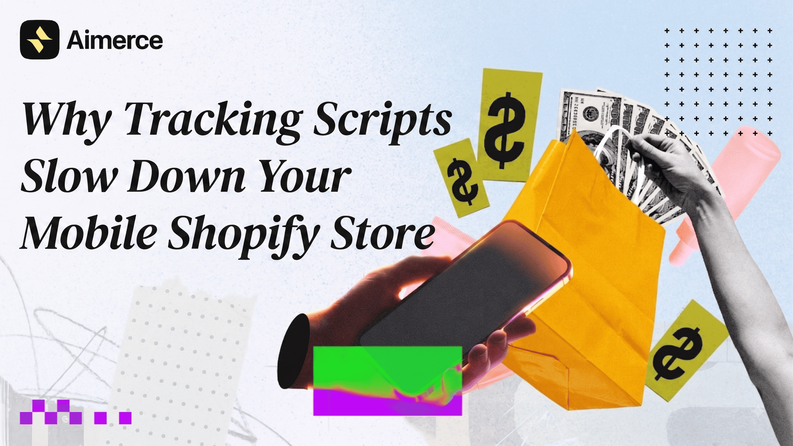 A cover image of Aimerce blog with the blog title, "Mobile-First Shopping or Left Behind"