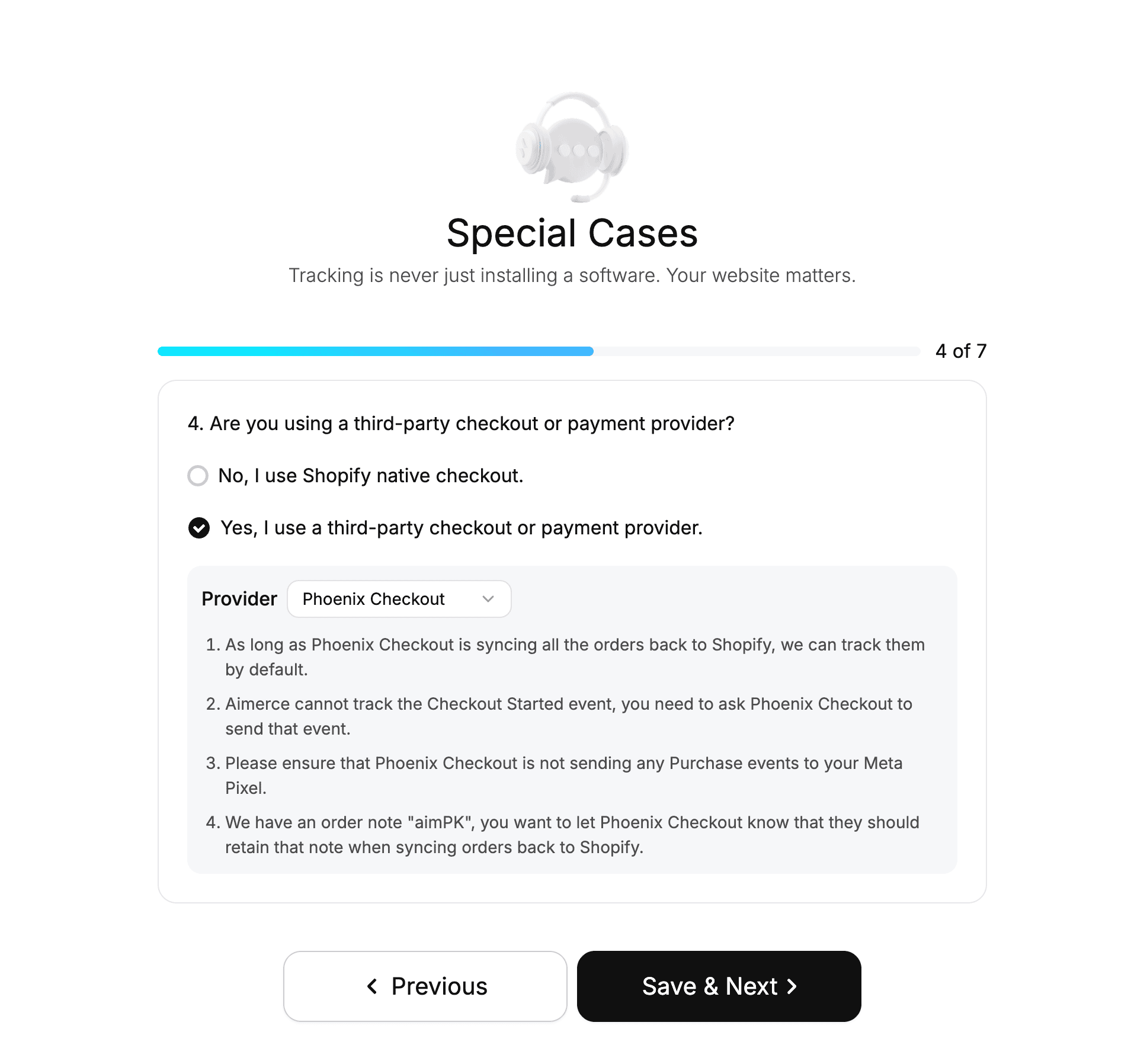 Third-party Shopify checkout provider configuration for clickID tracking and ecommerce conversion tracking accuracy
