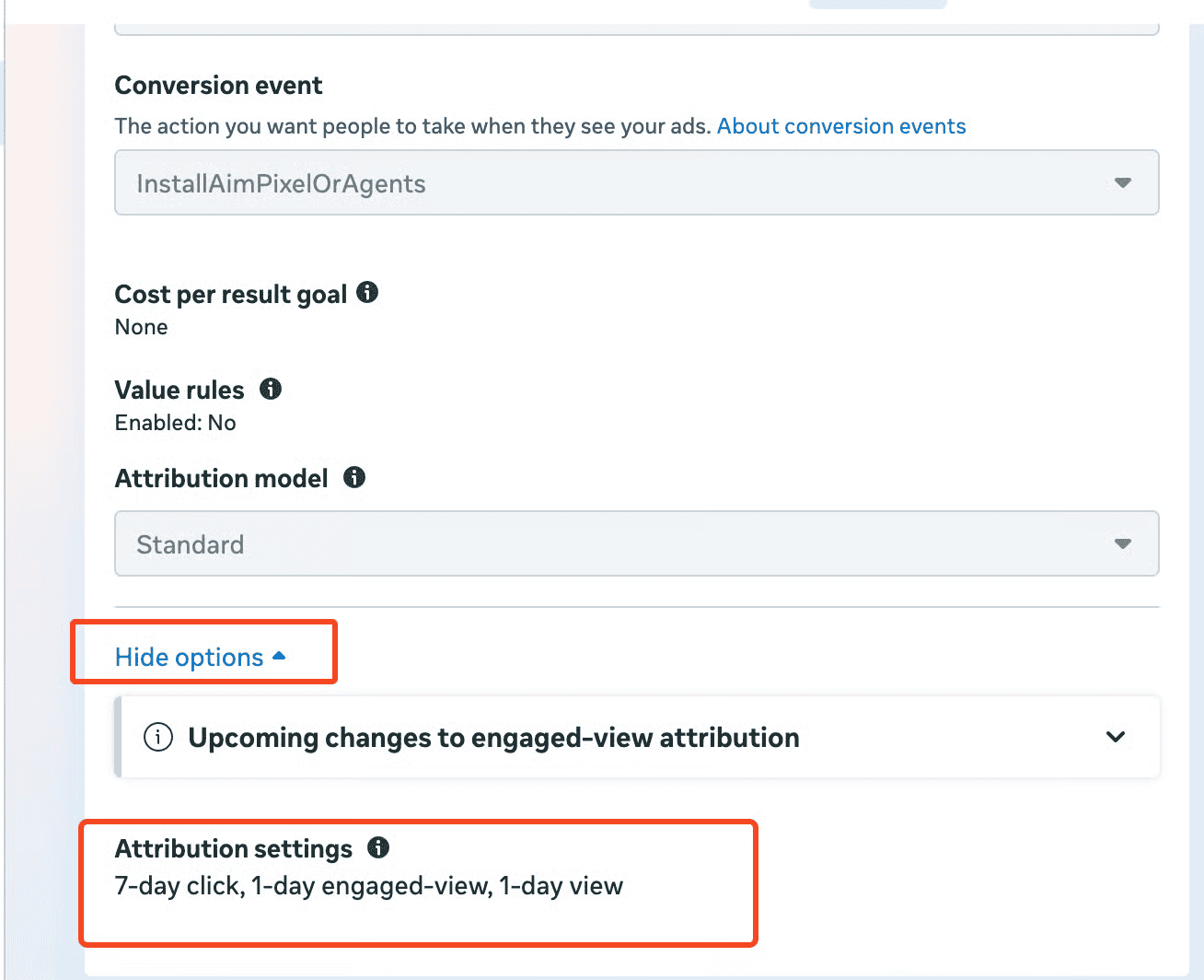 Setting a Meta prospecting ad set's attribution to 7-day click only